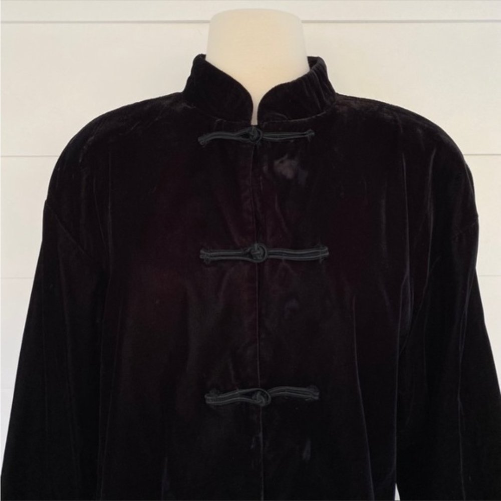 Vintage Black Velvet Asian Inspired Jacket XL 18/20 - Picture 3 of 8